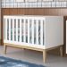 Berço Mini Cama Classic Branco Fosco Pés Madeira Natural com Colchão D18 - Reller Móveis