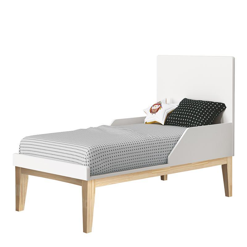 Berço Mini Cama Classic Branco Fosco Pés Madeira Natural com Colchão D18 - Reller Móveis