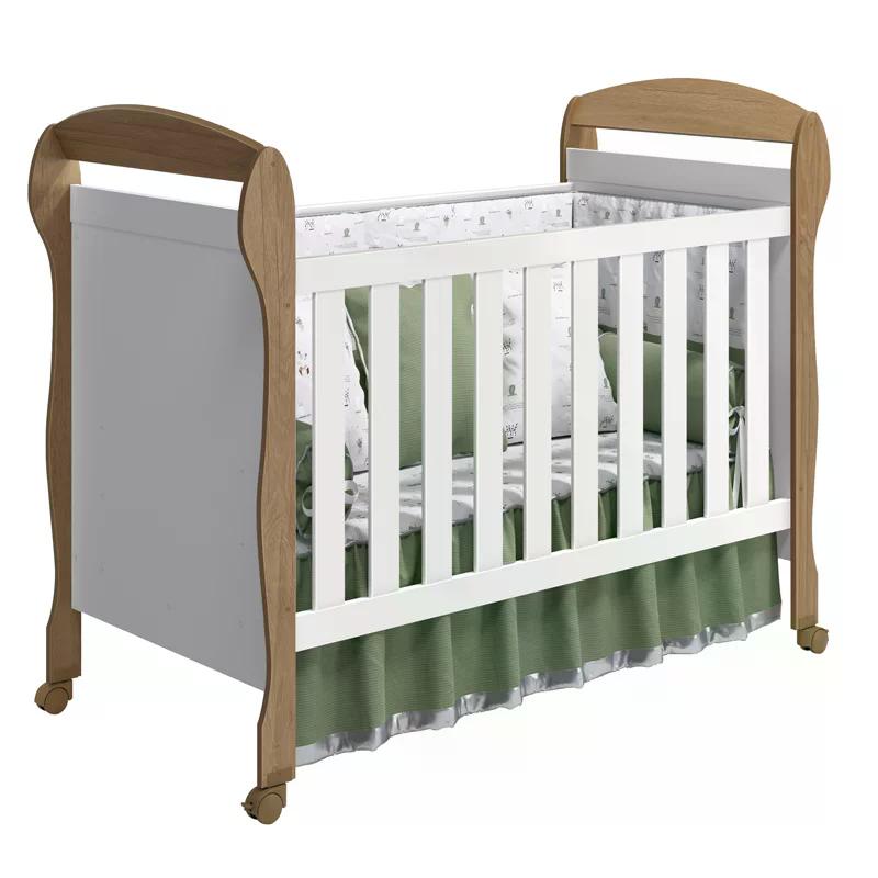 Berço Mini Cama Danny Branco Fosco/Mezzo Fosco com Colchão D18 de 10cm - Reller Móveis