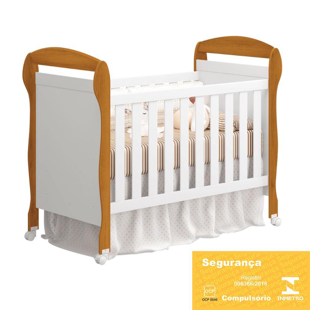 Berço Mini Cama Danny Branco/Savana com Colchão D18 de 10cm - Reller Móveis