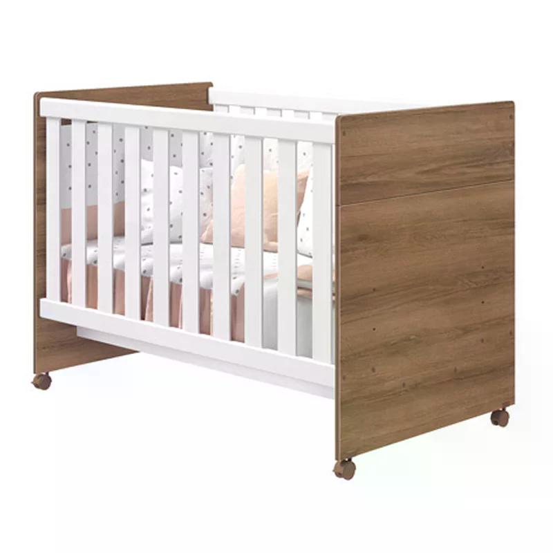 Berço Mini Cama Katatau Branco Brilho/Mezzo com Colchão D18 de 10cm - Reller Móveis