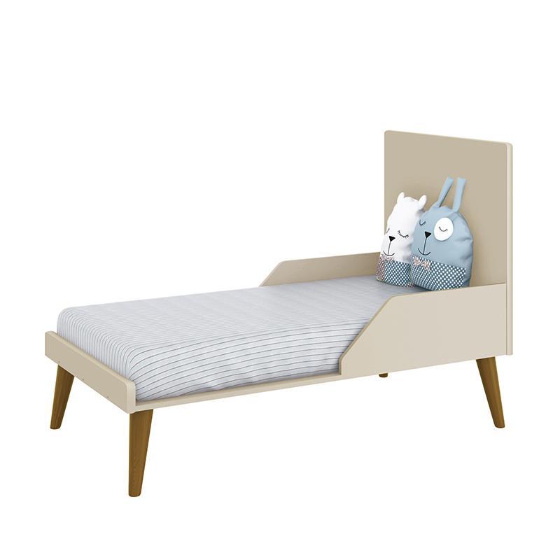 Berço Mini Cama Theo Retrô Areia Fosco com Pés Amadeirado - Reller Móveis