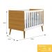 Berço Mini Cama Theo Retrô Branco/Savana com Pés Amadeirado e Colchão D18 - Reller Móveis