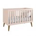 Berço Mini Cama Theo Retrô Rosa Fosco com Pés Amadeirado - Reller Móveis