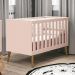 Berço Mini Cama Theo Retrô Rosa Fosco com Pés Amadeirado e Colchão D18 - Reller Móveis