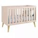Berço Mini Cama Theo Rosa Fosco com Pés Madeira Natural - Reller Móveis