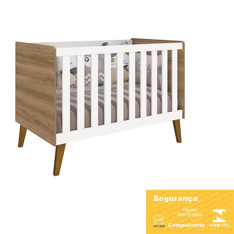 Berço Retrô Ayla Branco Fosco/Mezzo com Colchão D18 - Reller Móveis