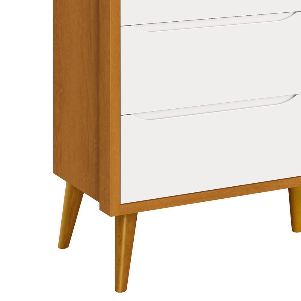 Cômoda Infantil Theo 6 Gavetas Branco/Savana com Pés Amadeirado - Reller Móveis