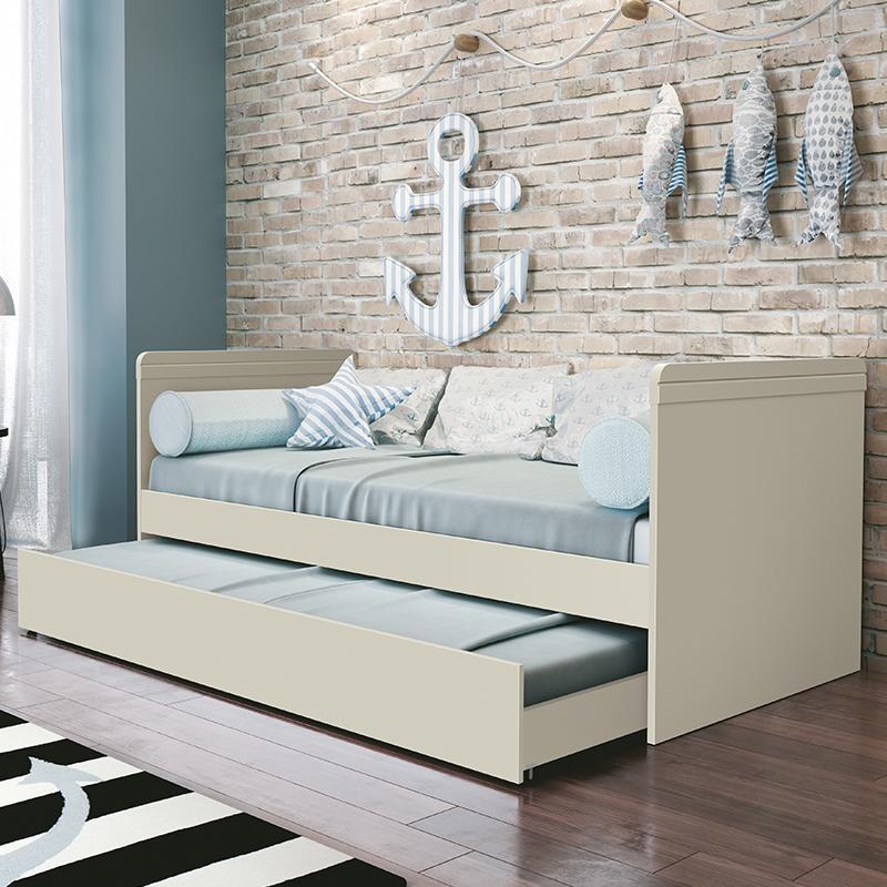 Cama Babá com Auxiliar Nuth Areia Fosco e 2 Colchões Supreme - Reller Móveis 