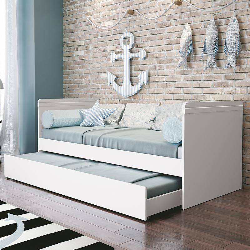 Cama Babá com Auxiliar Nuth Branco Fosco e 2 Colchões Physical - Reller Móveis 