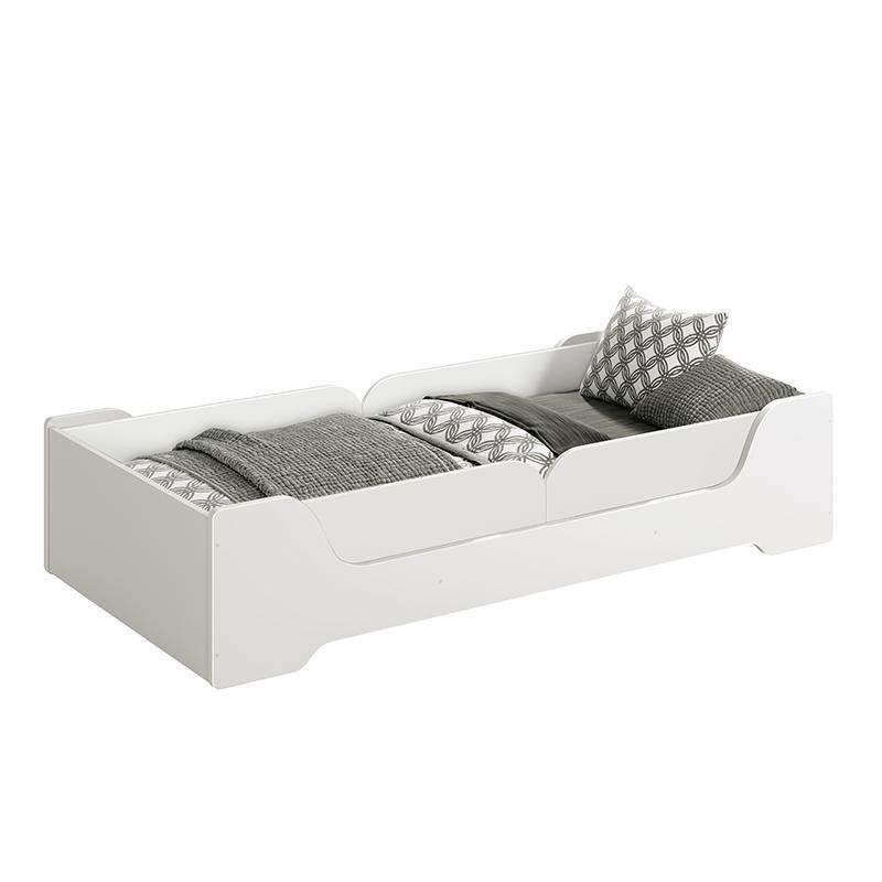 Cama Evolutiva 2 em 1 Zaki Branco Fosco com 2 Kits Proteção Lateral Lisa - Reller Móveis