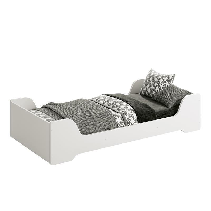 Cama Evolutiva 2 em 1 Zaki Branco Fosco com 2 Kits Proteção Lateral Lisa - Reller Móveis