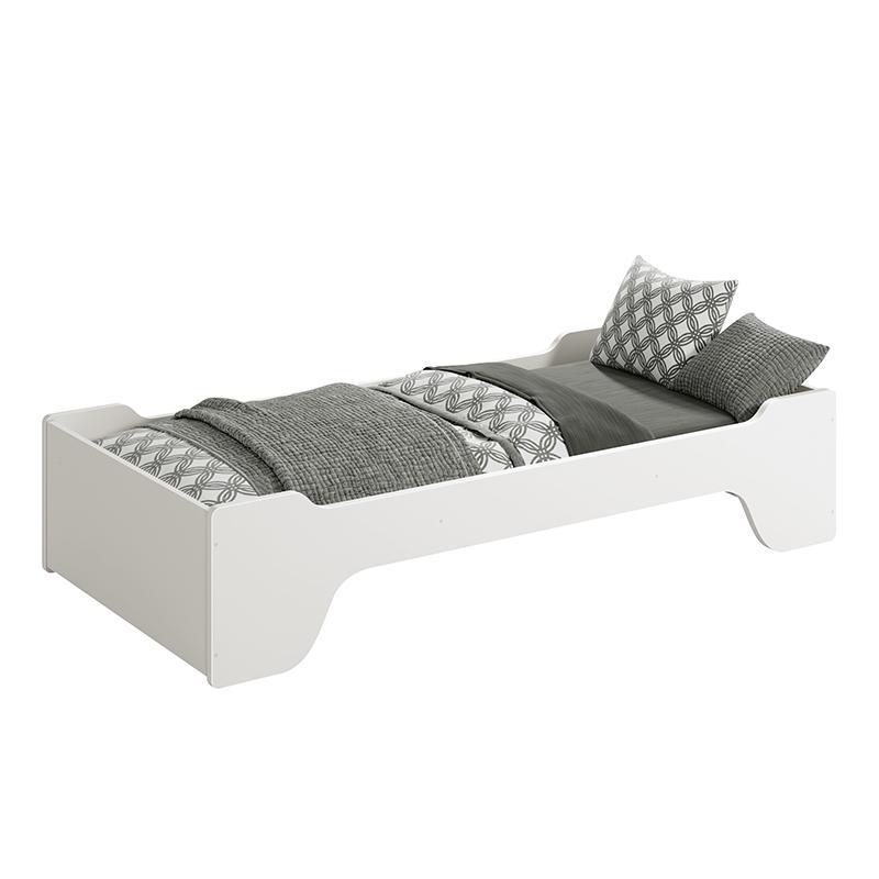 Cama Evolutiva 2 em 1 Zaki Branco Fosco com 2 Kits Proteção Lateral Lisa - Reller Móveis