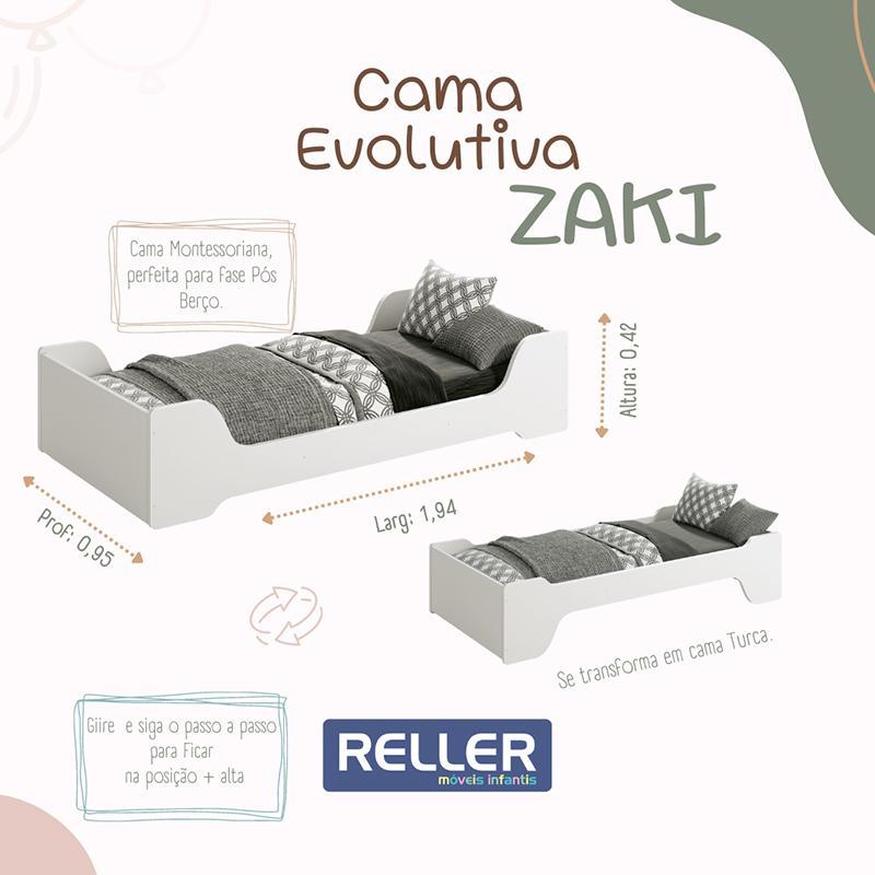 Cama Evolutiva 2 em 1 Zaki Cinza Fosco com Colchão D20 - Reller Móveis