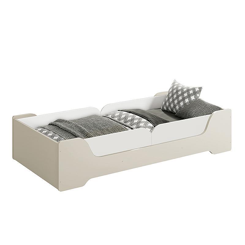 Cama Evolutiva Zaki Areia Fosco com 2 Kits Proteção Lateral Lisa e Colchão D33 - Reller Móveis 