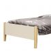Cama Solteiro Simba Areia Fosco Pés Madeira Natural com Colchão D33 - Reller Móveis 