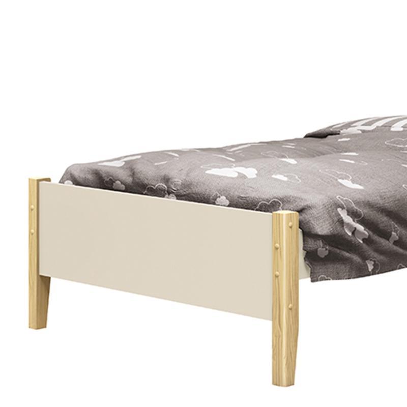 Cama Solteiro Simba Areia Fosco com Pés Madeira Natural e Colchão D20 - Reller Móveis 