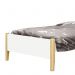 Cama Solteiro Simba Branco Fosco Pés Madeira Natural com Colchão D20 - Reller Móveis