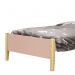 Cama Solteiro Simba Rosa Fosco com Pés Madeira Natural e Colchão D20 - Reller Móveis 