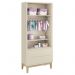 Dormitório Classic 2 Portas Areia Fosco com Pés Madeira Natural e Colchão D18 Branco - Reller Móveis