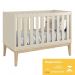 Dormitório Classic 2 Portas Areia Fosco com Pés Madeira Natural e Colchão D18 Branco - Reller Móveis