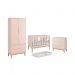 Dormitório Classic 2 Portas Rosa com Pés Madeira Natural e Colchão D18 Branco - Reller Móveis