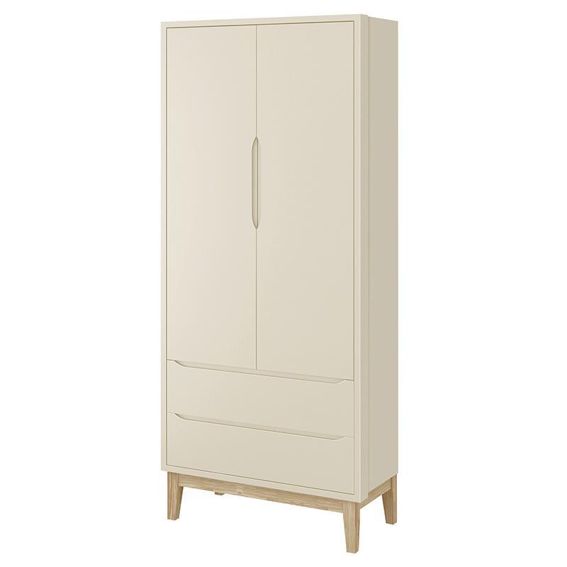 Dormitório Classic 2 Portas, Cômoda com Porta Areia Fosco com Pés Madeira Natural e Colchão D18 - Reller Móveis 