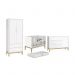 Dormitório Classic 2 Portas, Cômoda com Porta Branco com Pés Madeira Natural e Colchão D18 - Reller Móveis 