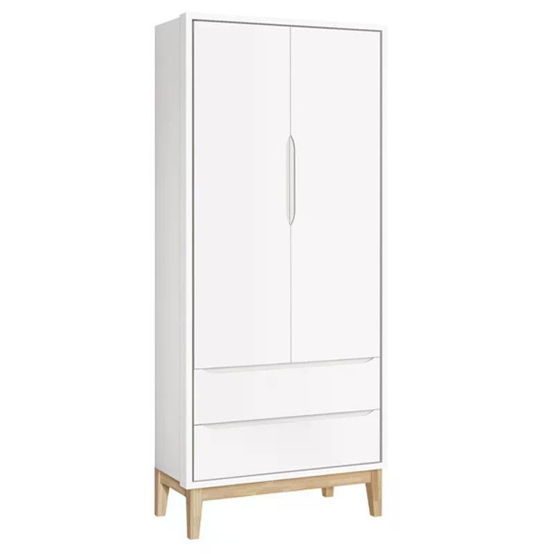 Dormitório Classic 2 Portas, Cômoda com Porta Branco com Pés Madeira Natural e Colchão D18 - Reller Móveis 