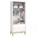 Dormitório Classic 2 Portas, Cômoda com Porta Branco com Pés Madeira Natural e Colchão D18 - Reller Móveis 