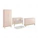 Dormitório Classic 2 Portas, Cômoda com Porta Rosa com Pés Madeira Natural e Colchão D18 - Reller Móveis