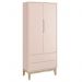 Dormitório Classic 2 Portas, Cômoda com Porta Rosa com Pés Madeira Natural e Colchão D18 - Reller Móveis
