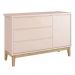 Dormitório Classic 2 Portas, Cômoda com Porta Rosa com Pés Madeira Natural e Colchão D18 - Reller Móveis