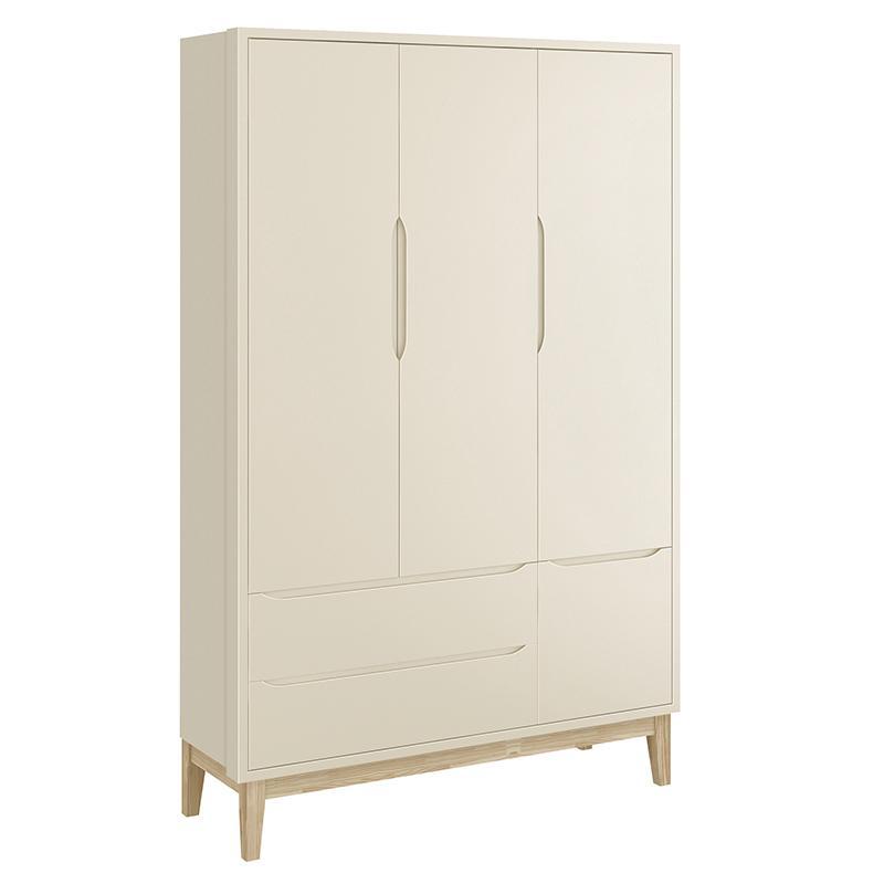 Dormitório Classic 3 Portas, Cômoda 3 Gavetas Areia Fosco com Pés Madeira Natural e Colchão D18 - Reller Móveis
