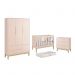 Dormitório Classic 3 Portas, Cômoda 3 Gavetas Rosa com Pés Madeira Natural e Colchão D18 - Reller Móveis