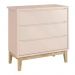 Dormitório Classic 3 Portas, Cômoda 3 Gavetas Rosa com Pés Madeira Natural e Colchão D18 - Reller Móveis