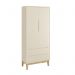Dormitório Completo Infantil Classic 2 Portas, Cômoda 6 Gavetas e Berço Areia Fosco com Pés Madeira Natural - Reller Móveis