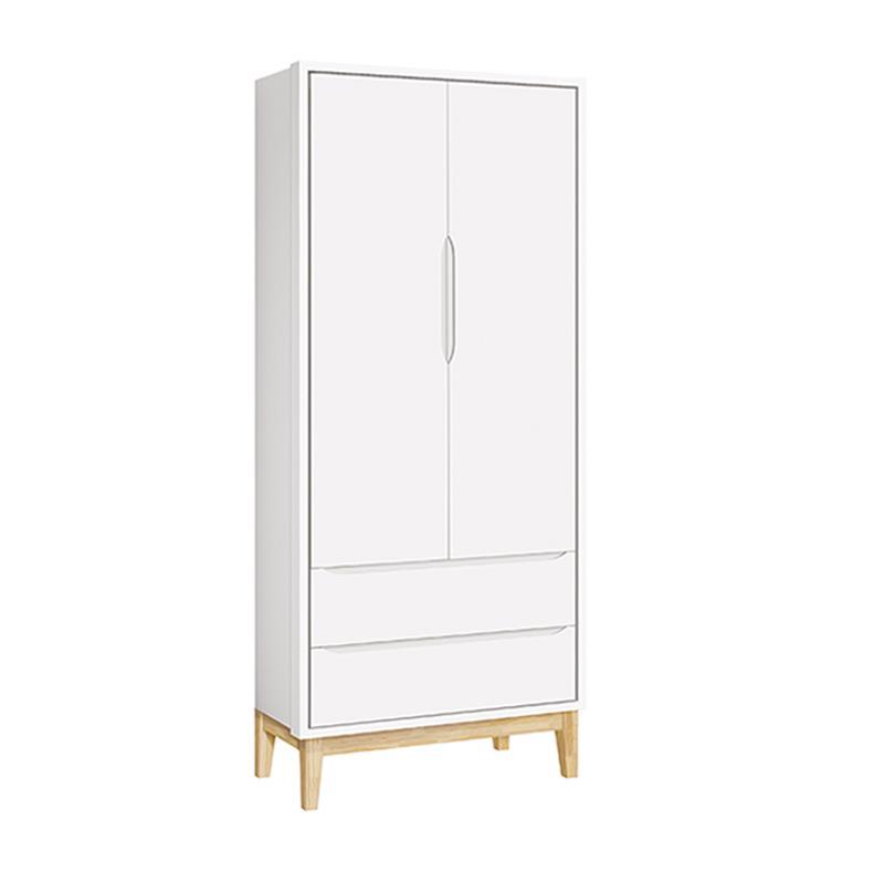 Dormitório Completo Infantil Classic 2 Portas, Cômoda 6 Gavetas e Berço Branco Fosco com Pés Madeira Natural - Reller Móveis