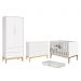 Dormitório Completo Infantil Classic 2 Portas, Cômoda 6 Gavetas, Berço Branco Fosco com Pés Madeira Natural e Colchão D18 - Reller Móveis