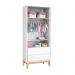 Dormitório Completo Infantil Classic 2 Portas, Cômoda 6 Gavetas, Berço Branco Fosco com Pés Madeira Natural e Colchão D18 - Reller Móveis
