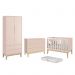 Dormitório Completo Infantil Classic 2 Portas, Cômoda 6 Gavetas, Berço Rosa Fosco com Pés Madeira Natural e Colchão D18 - Reller Móveis