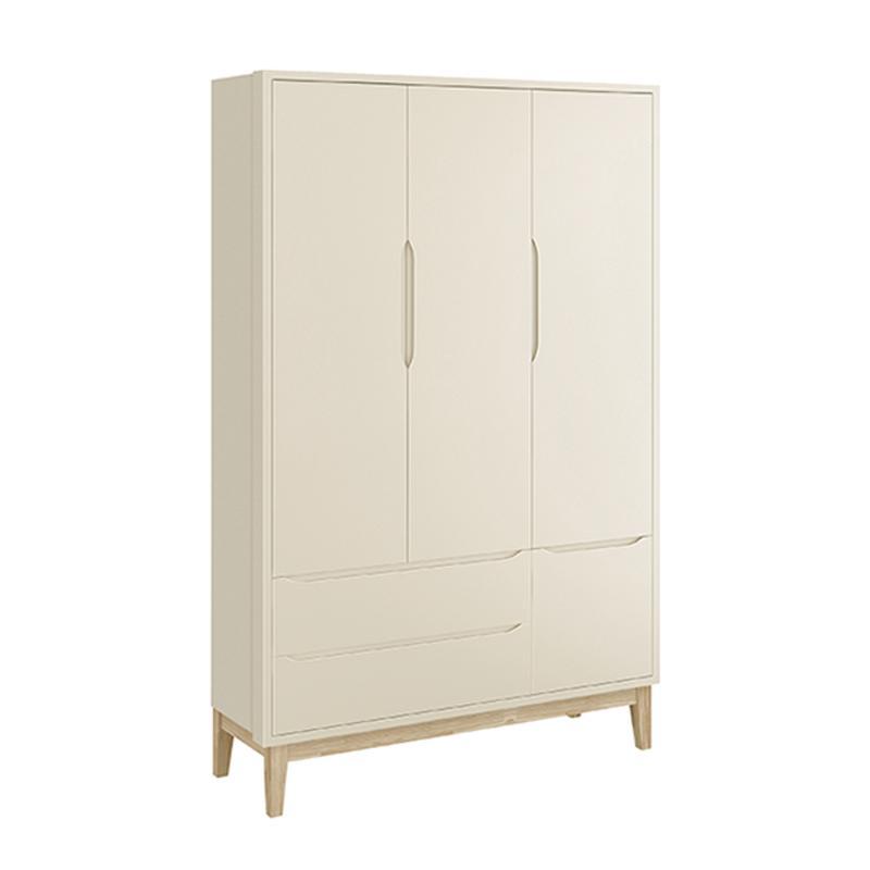 Dormitório Completo Infantil Classic 3 Portas, Cômoda 6 Gavetas e Berço Areia Fosco com Pés Madeira Natural - Reller Móveis