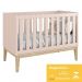 Dormitório Completo Infantil Classic 3 Portas, Cômoda 6 Gavetas e Berço Rosa Fosco com Pés Madeira Natural - Reller Móveis