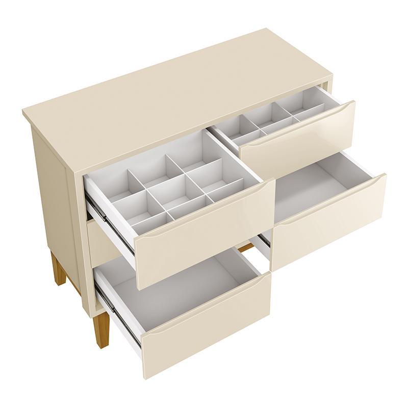 Dormitório Completo Infantil Classic 3 Portas, Cômoda 6 Gavetas, Berço Areia Fosco com Pés Madeira Natural e Colchão D18 - Reller Móveis 