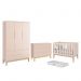 Dormitório Completo Infantil Classic 3 Portas, Cômoda 6 Gavetas, Berço Rosa Fosco com Pés Madeira Natural e Colchão D18 - Reller Móveis