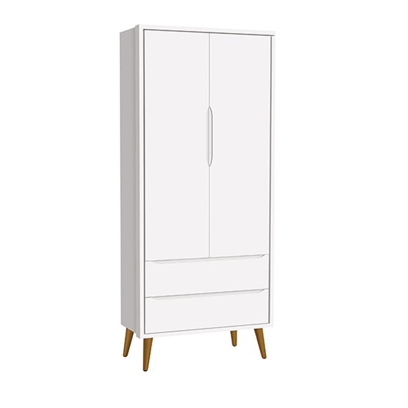 Dormitório Completo Infantil Theo 2 Portas, Cômoda 6 Gavetas e Berço Branco Fosco com Pés Amadeirado - Reller Móveis