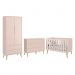 Dormitório Completo Infantil Theo 2 Portas, Cômoda 6 Gavetas e Berço Rosa Fosco com Pés Madeira Natural - Reller Móveis