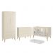 Dormitório Completo Infantil Theo 2 Portas, Cômoda 6 Gavetas, Berço Areia Fosco com Pés Madeira Natural e Colchão D18 - Reller Móveis