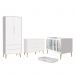 Dormitório Completo Infantil Theo 2 Portas, Cômoda 6 Gavetas, Berço Branco Fosco com Pés Madeira Natural e Colchão D18 - Reller Móveis