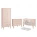 Dormitório Completo Infantil Theo 2 Portas, Cômoda 6 Gavetas, Berço Rosa Fosco com Pés Madeira Natural e Colchão D18 - Reller Móveis